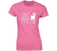 Jane Doe, Ladies Printed T-Shirt - Azalea/White L = 10-12