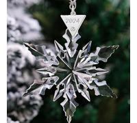 Jane Eyre 2024 Annual Christmas Ornaments Crystal Snowflake Star - Christmas Tree Ornaments Pendant Crystal Sun Catcher Home Hanging Decor… (2024 Crystal White), 2024-AK402