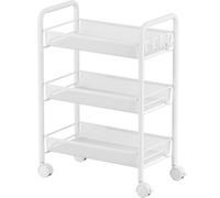 JANE EYRE 3-Tier Rolling Utility Storage Rack Cart on Wheels, Trolley Craft cart, Multi-Purpose Organizer Shelf, White