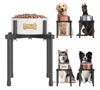 JANE EYRE Adjustable Elevated Dog Bowl Stand - Raised Dog Bowls Stand for Medium Large Dogs, Non-Tipping, Anti-Slip
