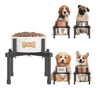 JANE EYRE Dog Bowl Stand - Adjustable Elevated Dog Water Bowl Stand, Raised Dog Bowls Stand for Large Medium Sized Dog, Non-Tipping, Bowl not Included. (M-Steel)