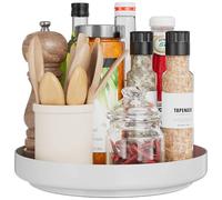 JANE EYRE Lazy Susan 360° Rotating Spice Rack Metal Storage Tray Organizer 28 cm Spice Rack for Kitchen Pantry Bathroom Table White