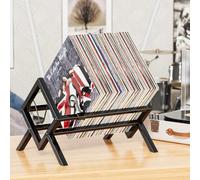JANE EYRE Vinyl Record Stand - 80-100 LP Metal Record Stand Vinyl Holder Audio Album Shelf CD Display Stand for Living Room, Office, Game Room and Study, Black