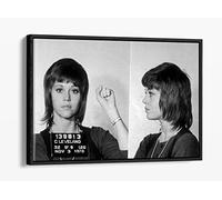 Jane Fonda Celebrity Famous Mugshot Canvas Floater Frame Print Picture Art - Black Frame 12 inch wide x 8 inch high