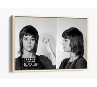 Jane Fonda Celebrity Famous Mugshot Canvas Floater Frame Print Picture Art - Light Oak Frame 12 inch wide x 8 inch high