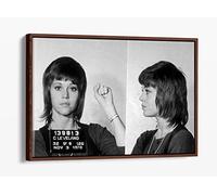 Jane Fonda Celebrity Famous Mugshot Canvas Floater Frame Print Picture Art - Walnut Frame 30 inch wide x 20 inch high