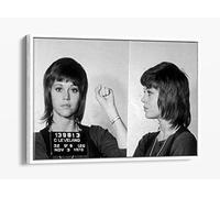 Jane Fonda Celebrity Famous Mugshot Canvas Floater Frame Print Picture Art - White Frame 12 inch wide x 8 inch high