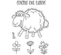 Jane Gill - Fuzzie Friends - Sadie The Sheep - Clear Stamp Set Transparent 6 x 4 inches JGS811