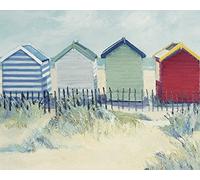 Jane Hewlett "Suffolk Beach Huts Digital" Canvas Print, Cotton, Multi-Colour, 3.20 x 40.00 x 50.00 cm
