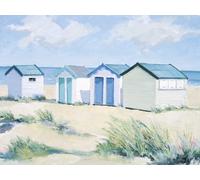 Jane Hewlett WDC22078 Beach Huts on a Bright Day Canvas Print, Multi-Colour, 60 x 80 cm