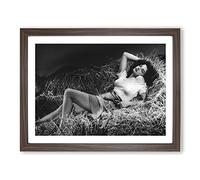 Jane Russell Lay Down Modern Framed Print | A2 Walnut Framed Wall Art | Ready to Hang | Modern Nature Picture | Living Room Bedroom Lounge Office