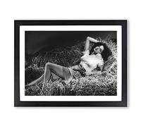 Jane Russell Lay Down Modern Framed Print | A3 Black Framed Wall Art | Ready to Hang | Modern Nature Picture | Living Room Bedroom Lounge Office