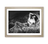 Jane Russell Lay Down Modern Framed Print | A3 Oak Framed Wall Art | Ready to Hang | Modern Nature Picture | Living Room Bedroom Lounge Office