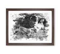 Jane Russell Lay Down V3 Modern Framed Print | A3 Walnut Framed Wall Art | Ready to Hang | Modern Nature Picture | Living Room Bedroom Lounge Office