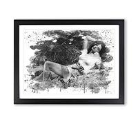 Jane Russell Lay Down V3 Modern Framed Print | A4 Black Framed Wall Art | Ready to Hang | Modern Nature Picture | Living Room Bedroom Lounge Office