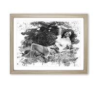 Jane Russell Lay Down V3 Modern Framed Print | A4 Oak Framed Wall Art | Ready to Hang | Modern Nature Picture | Living Room Bedroom Lounge Office