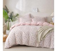 Jane yre Duvet Cover Queen Size Floral Soft Brushed Microfiber Crinkle Gauze Fabric 3 Pieces Bedding Set for All-Season Garden Duvet Cover Queen with Zipper Closure, Luxury Breathable Comfy