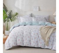 Jane yre Queen Duvet Cover Floral Soft Brushed Microfiber Crinkle Gauze Fabric 3 Pieces Floral Bedding Set for All-Season Garden Duvet Cover with Zipper Closure, Luxury Breathable Comfy