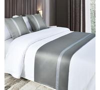 JANEMUA Bed Runner,bed Runners and Matching Cushions,Hotel and Guesthouse Bed End Towel, Inn Bed and Breakfast Bedspread, Silky Soft Colour Block Bed Towel-Silver grey|| 1* Pillowcase (50X50 cm)