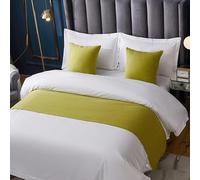 JANEMUA Bed Runner,End of Bed Protector, Hotel Decorative End of Bed Towel, Home Bedroom Bed Enclosure, Foot of Bed Blanket, Single/Double/Queen Bed-Lime green||180X50 cm (1.2 m bed)