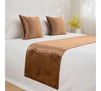JANEMUA Bed Runners, Double-Sided Bed Scarves, Runner Scarf Protector for Bedroom Home Hotel Decor-Brown||45 * 210cm for 1.5m bed