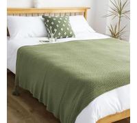 JANEMUA Cotton Linen Bed Runner with Fringe, King/Queen, Soft Vintage Bedspread Throw, for Bedroom Sofa Hotel Decor Scarf-Green||80 * 230cm for 1.5-1.8m bed