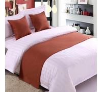 JANEMUA Cotton Linen Soft Bed Runners and Matching Cushions Bed Runners,King Size Hotel Bedding Bed Scarfves, Modern Bedspreads Home Bedroom Hotel Decor-Rust Red||240X50cm for 1.8m Bed
