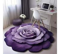 JANEMUA Flower Shape Durable Floor Protector, Anti-Slip Desk Chair Protector Carpet, Home Multi-Purpose Chair Mat for Wooden Floors-Purple||120×120CM