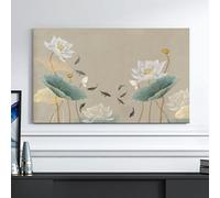 JANEMUA Lotus Pattern Polyester Fabric TV Display Cover, Chinese Style Dust-Proof Protector Cloth, Soft TV Screen Protector For Various Types TV-B||32inch