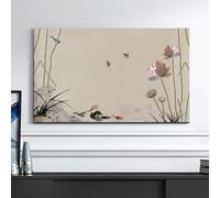 JANEMUA Lotus Pattern Polyester Fabric TV Display Cover, Chinese Style Dust-Proof Protector Cloth, Soft TV Screen Protector For Various Types TV-E||27inch