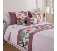 JANEMUA Polyester Material Jacquard Bed Runner, No Fading Bed Runners Scarves, Modern Idylllic Style Bed Tail Towel For Queen King Size-Purple||1*Pillowcase(30X50)