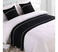 JANEMUA Smooth Cotton Bed Runner and Matching Cushions,Hotel and Guesthouse Bed End Towel, Inn Bed and Breakfast Bedspread, Soft Bed Scarf-Black||1*Pillowcase