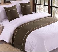 JANEMUA Smooth Cotton Bed Runner and Matching Cushions,Hotel and Guesthouse Bed End Towel, Inn Bed and Breakfast Bedspread, Soft Bed Scarf-Brown||240X50cm for 1.8m Bed