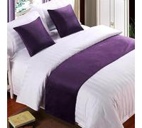 JANEMUA Soft Bed Runners and Matching Cushions Bed Runners King Size Hotel Bedding Bed Scarfves Modern Bedspreads Home Bedroom Hotel Decor-Dark Purple||240X50cm for 1.8m Bed