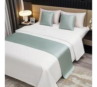 JANEMUA Solid Color Cotton Bed Runner, No Fading Soft Bed Scarf for Bed Cover, Hotel Decor Bed Scarves for King Queen Twin King Size Bed-Green||45X240cm for 1.8m Bed