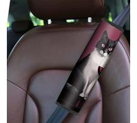 JANENFNA 2 Packs Car Seat Belt Pads Cover, Soft Comfort Car Seat Belt Shoulder Pads Strap Covers for Adults Kids, Car Seat Belt Cushions for Car, Truck, Carmera, Red Wine Cat