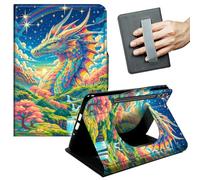 JANENFNA 360° Rotating Case for Galaxy Tab S9 Ultra 14.6" / S8 Ultra / S10 Ultra - Folio Stand Cover with Hand Strap, Auto Wake/Sleep, Magnetic Closure, Shockproof Case, Vibrant Rainbow Dragon