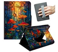 JANENFNA 360° Rotating Case for Galaxy Tab S9 Ultra 14.6" / S8 Ultra / S10 Ultra - Folio Stand Cover with Hand Strap, Auto Wake/Sleep, Magnetic Closure, Shockproof Case, Stained Glass Mushroom