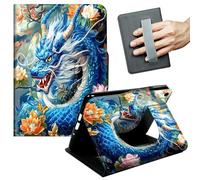 JANENFNA 360° Rotating Case for Samsung Galaxy Tab A9 Plus 10.9" /A11 Plus - Folio Stand Cover with Hand Strap, Auto Wake/Sleep, Magnetic Closure, Shockproof Case, Blue Dragon