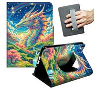 JANENFNA 360° Rotating Case for Samsung Galaxy Tab A9 Plus 10.9" /A11 Plus - Folio Stand Cover with Hand Strap, Auto Wake/Sleep, Magnetic Closure, Shockproof Case, Vibrant Rainbow Dragon