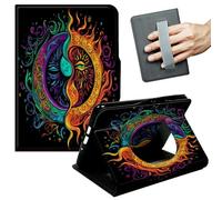 JANENFNA 360° Rotating Case for Samsung Galaxy Tab A9 Plus 10.9" /A11 Plus - Folio Stand Cover with Hand Strap, Auto Wake/Sleep, Magnetic Closure, Shockproof Case, Psychedelic Sun Moon