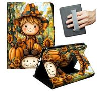 JANENFNA 360° Rotating Case for Samsung Galaxy Tab S6 Lite 10.4" (2020/2022/2024) - Folio Stand Cover with Hand Strap, Auto Wake/Sleep, Magnetic Closure, Shockproof Case, Fall Scarecrow & Pumpkins