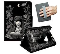 JANENFNA 360° Rotating Case for Samsung Galaxy Tab S6 Lite 10.4" (2020/2022/2024) - Folio Stand Cover with Hand Strap, Auto Wake/Sleep, Magnetic Closure, Shockproof Case, Skeleton Jar Moon