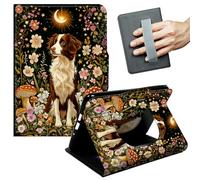 JANENFNA 360° Rotating Case for Samsung Galaxy Tab S6 Lite 10.4" (2020/2022/2024) - Folio Stand Cover with Hand Strap, Auto Wake/Sleep, Magnetic Closure, Shockproof Case, Border Collie Flower