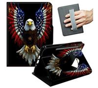 JANENFNA 360° Rotating Case for Samsung Galaxy Tab S7 FE 12.4" / S7 Plus / S8 Plus - Folio Stand Cover with Hand Strap, Auto Wake/Sleep, Magnetic Closure, Shockproof Case, Star - Spangled Eagle