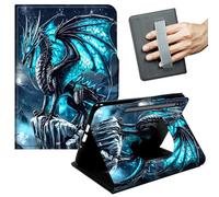 JANENFNA 360° Rotating Case for Samsung Galaxy Tab S7 FE 12.4" / S7 Plus / S8 Plus - Folio Stand Cover with Hand Strap, Auto Wake/Sleep, Magnetic Closure, Shockproof Case, Blue Dragon a