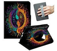 JANENFNA 360° Rotating Case for Samsung Galaxy Tab S9 Plus 12.4" / S9 FE Plus / S10 Plus - Folio Stand Cover with Hand Strap, Auto Wake/Sleep, Magnetic Closure, Shockproof Case, Psychedelic Sun Moon