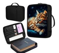 JANENFNA Bible Cover Bag for Women, Cat Sleeping Bible Case, Large Bible Bag with Pockets, Zipper and Handle for Standard and Large Bibles, Christian Gift for Women