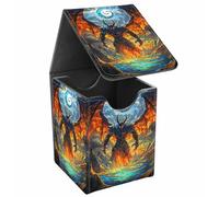JANENFNA Card Deck Box, Card Storage Box Fits 100+ Single Sleeved Cards, Large Capacity PU Leather Card Storage Box with Strong Magnet for Magic Commander TCG/CCG, Evil Lord