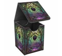 JANENFNA Card Deck Box, Card Storage Box Fits 100+ Single Sleeved Cards, Large Capacity PU Leather Card Storage Box with Strong Magnet for Magic Commander TCG/CCG, Skull Swamp
